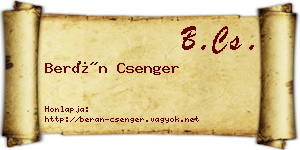 Berán Csenger névjegykártya
